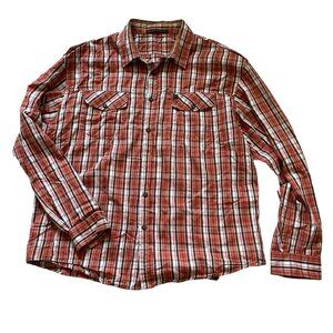 Marithé François Girbaud Mens Long Sleeve Plaid Button-Up Shirt Red & White Size